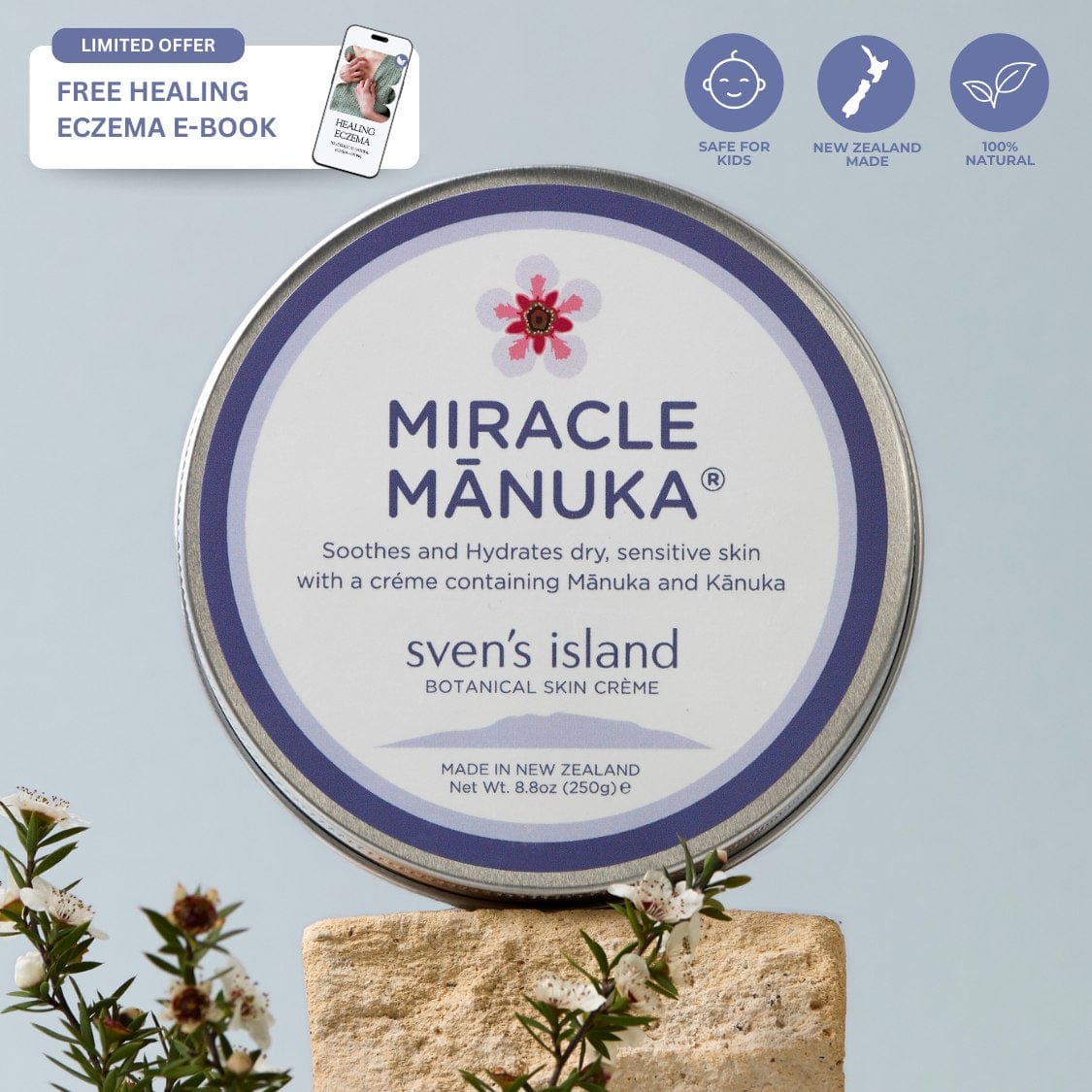 Sven’s Island New Zealand Miracle Manuka - Crème 250g Eczema Cream